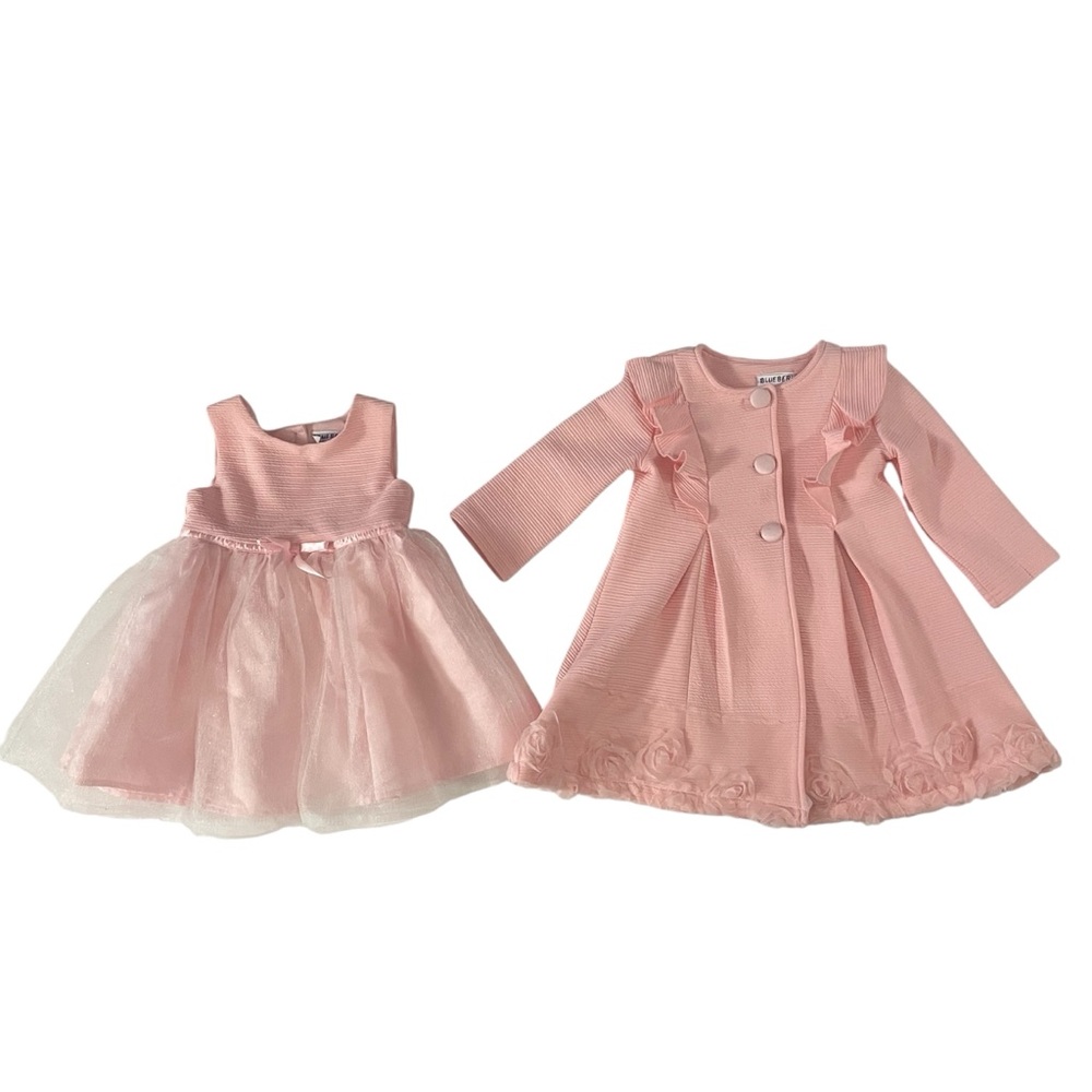 Blueberi Boulevard Baby Pink Toddler Girl’s Dress and Coat Set 2T